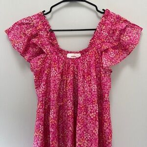 XiRENA Midi Dress Pink Floral Silk Cotton